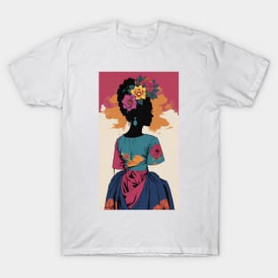 Frida's Vibrant Silhouette: Colorful Illustration T-Shirt